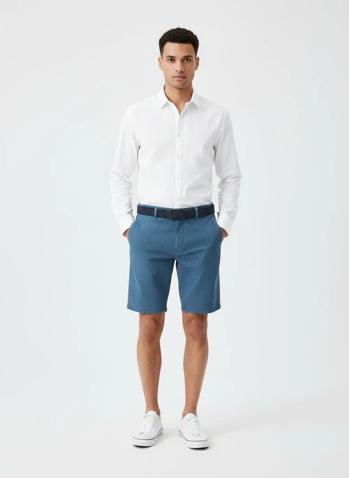 Striped Relaxed Fit Summer Men's Cargo Shorts with Belt (Belt Not Included)