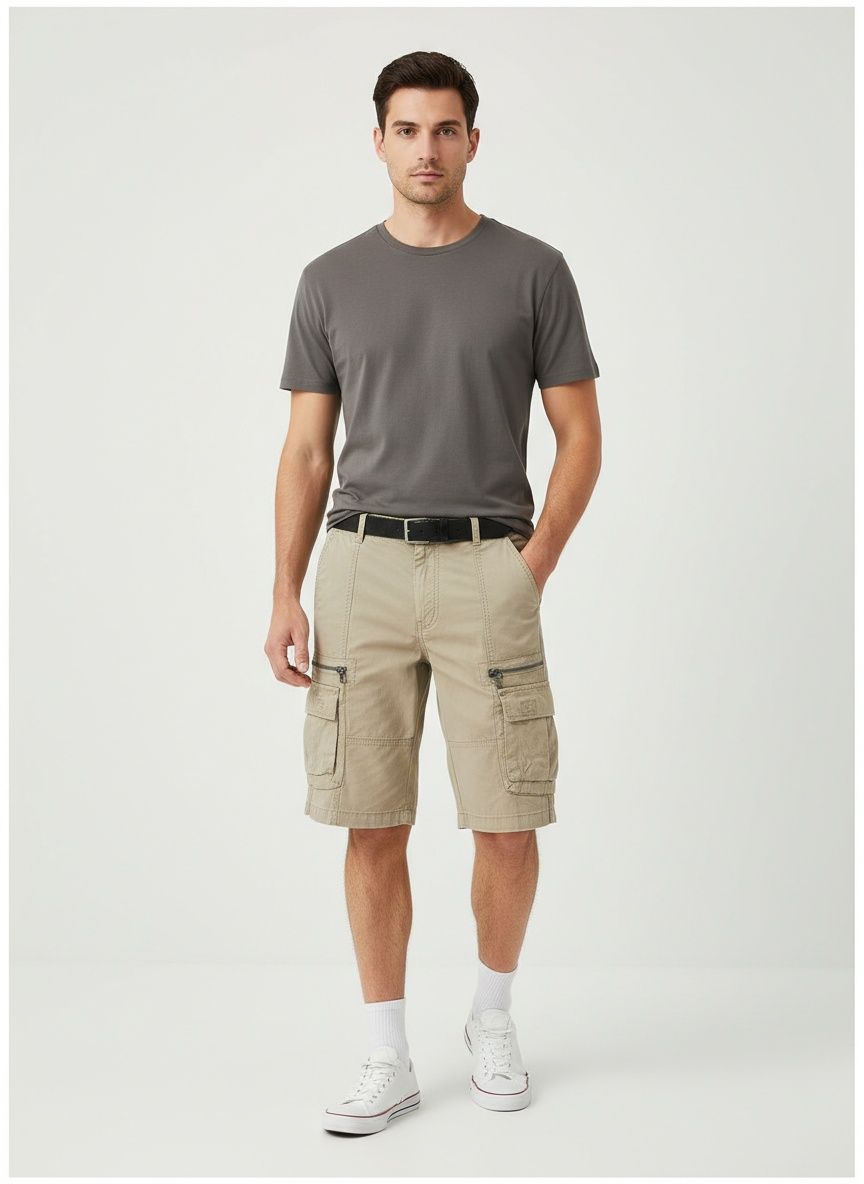 Vintage Relaxed Fit Multi-Pocket Men's Cargo Shorts for Summer Wear