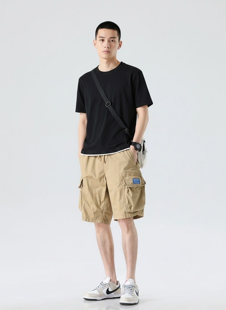 Relaxed Fit Multi-Pocket Men's Cargo Shorts for Versatile Outdoor Wear