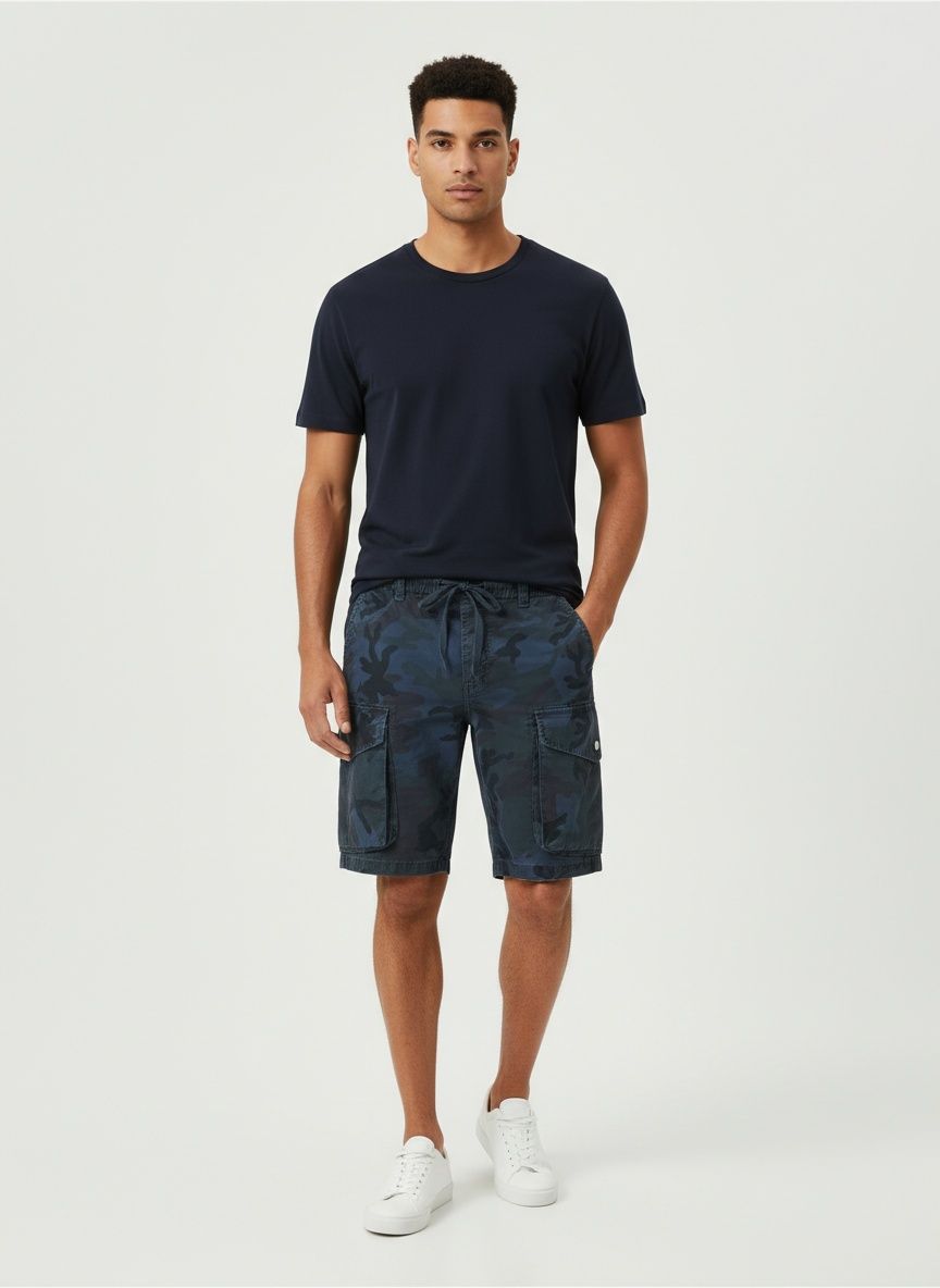 Camouflage Streetwear Stretch Men's Cargo Shorts for Summer Casual Wear