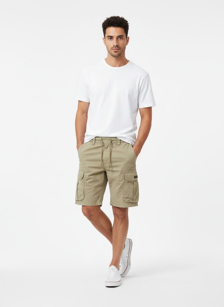 Vintage Stretch Multi-Pocket Men's Cargo Shorts for Summer Casual Wear