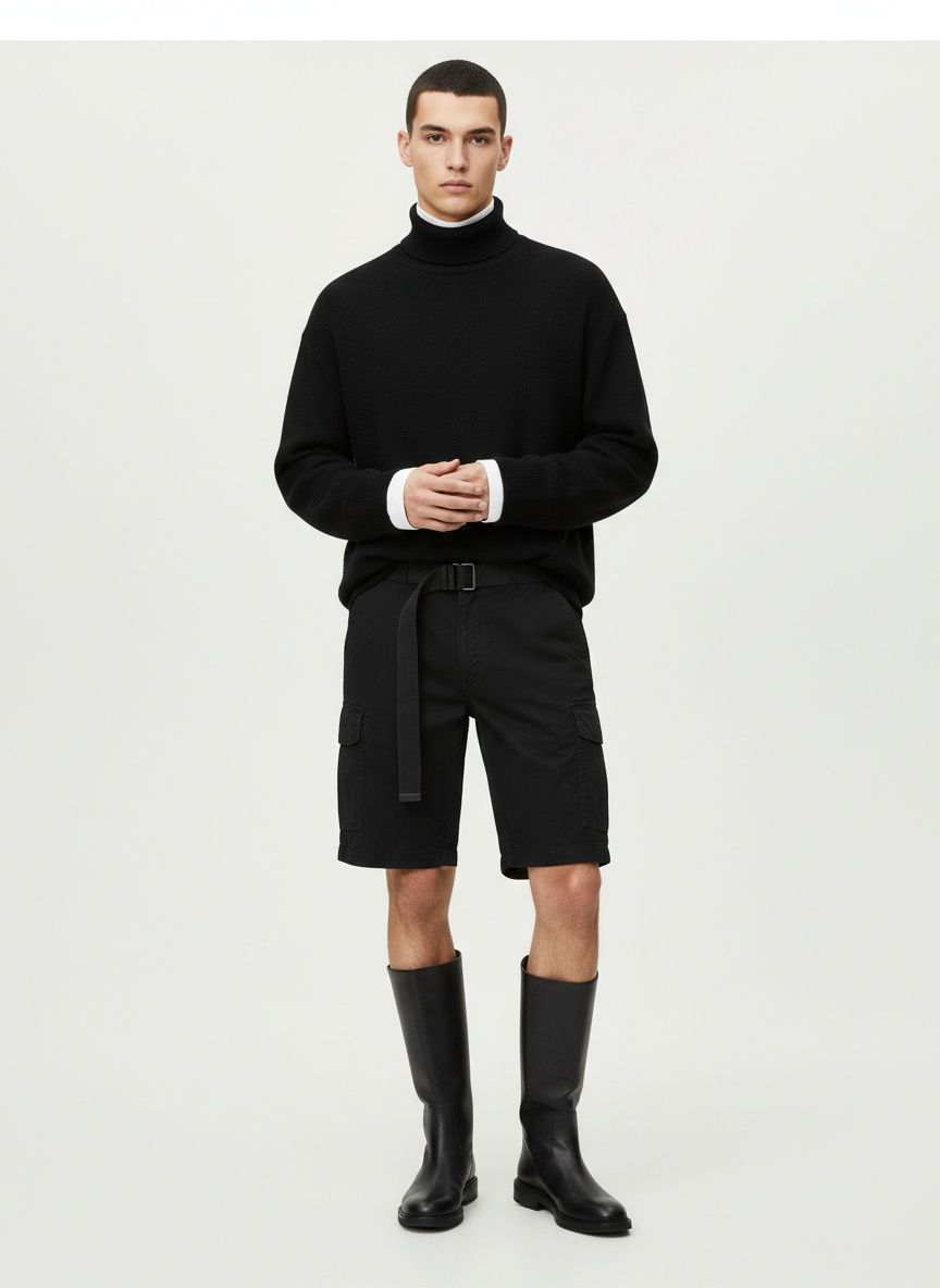 Vintage Multi-Pocket Summer Casual Men's Cargo Shorts (Belt Not Included)