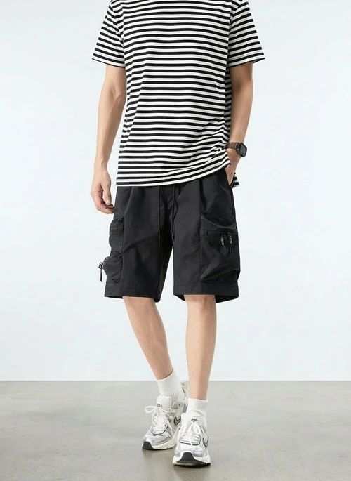 Relaxed Fit Multi-Pocket Men's Cargo Shorts for Summer Outdoor Wear