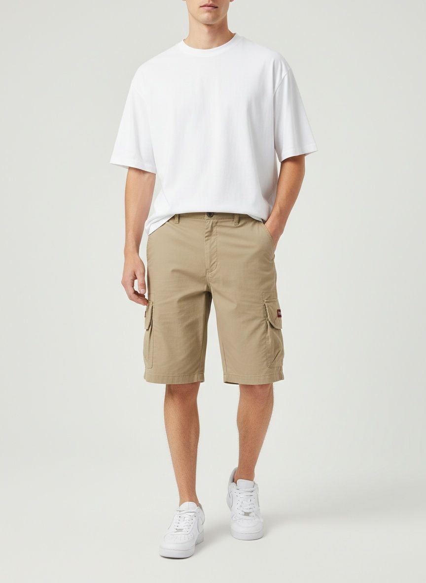 Relaxed Fit Solid Color Men's Cargo Shorts for Summer Casual Wear