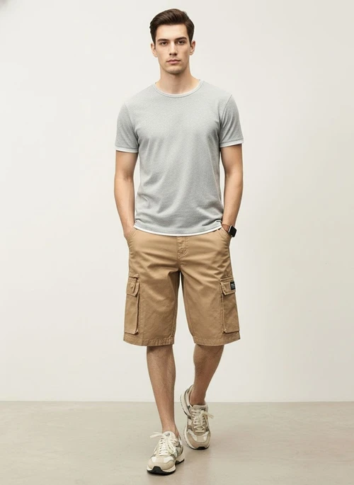 Minimalist High Street Style Men's Cargo Shorts for Summer Casual Wear