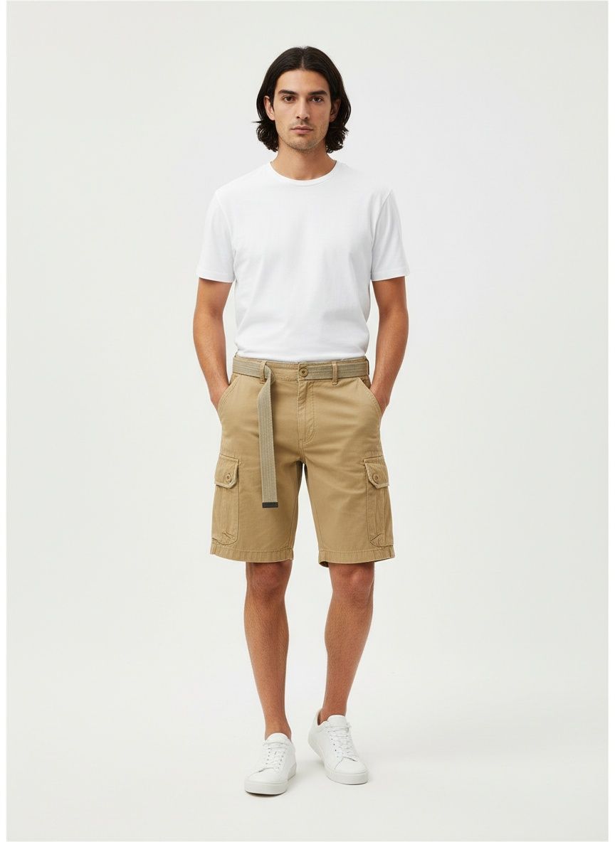 Vintage-Inspired Multi-Pocket Men's Cargo Shorts for Summer Casual Wear  (Belt Not Included)
