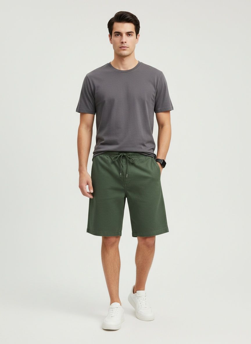 Pantalones cortos cargo vintage de corte relajado para hombre, ideales para actividades al aire libre en verano.