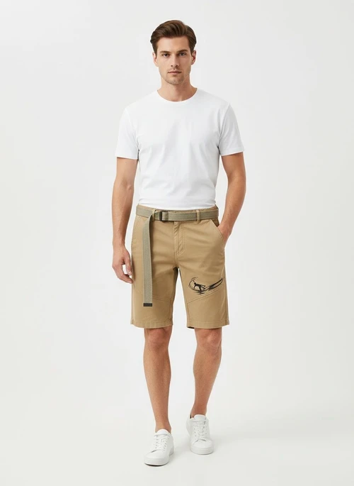 Relaxed Fit Graphic Print Men's Cargo Shorts for Summer Casual Wear 2026 (Belt Not Included)