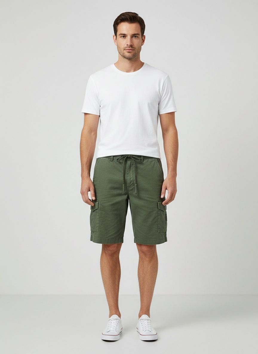 Relaxed Fit Retro Sports Men's Cargo Shorts for Summer Outdoor Wear