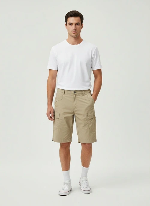 Pantalones cortos cargo multibolsillos de moda para hombre para uso casual de verano