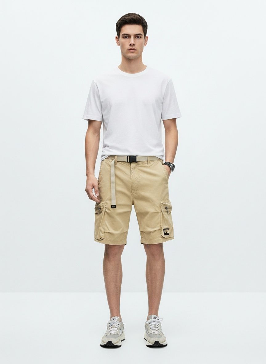 Vintage Relaxed Fit Multi-Pocket Men's Cargo Shorts for Casual Wear