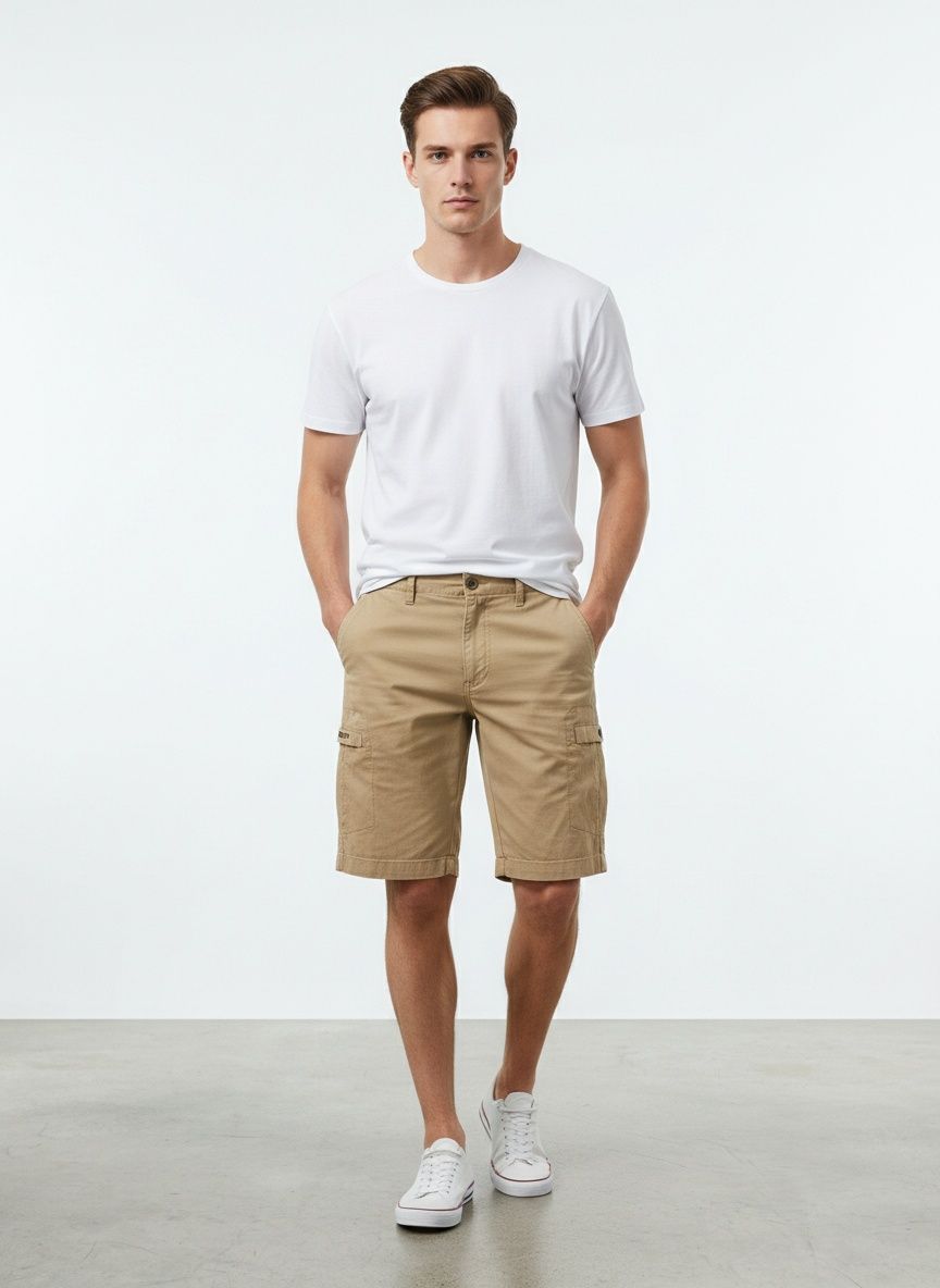 Vintage Minimalist Men's Cargo Shorts for Summer Casual Wear