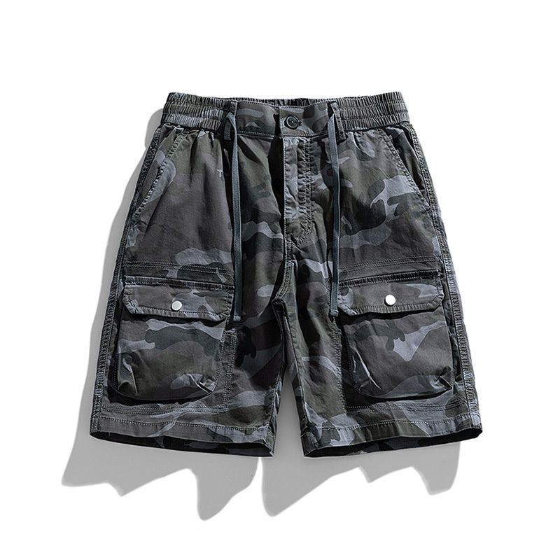 Pantalones cortos cargo de verano con múltiples bolsillos y camuflaje para hombre
