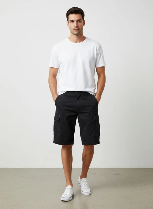 Short cargo homme multipoches, coupe décontractée, idéal pour l'été