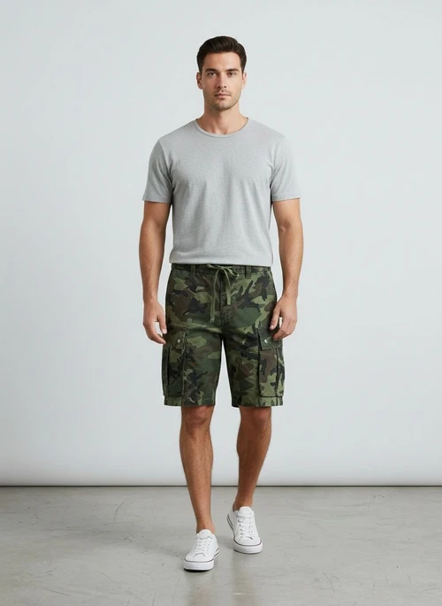 Short cargo camouflage rétro à poches multiples, coupe décontractée, pour homme, idéal pour l'été.