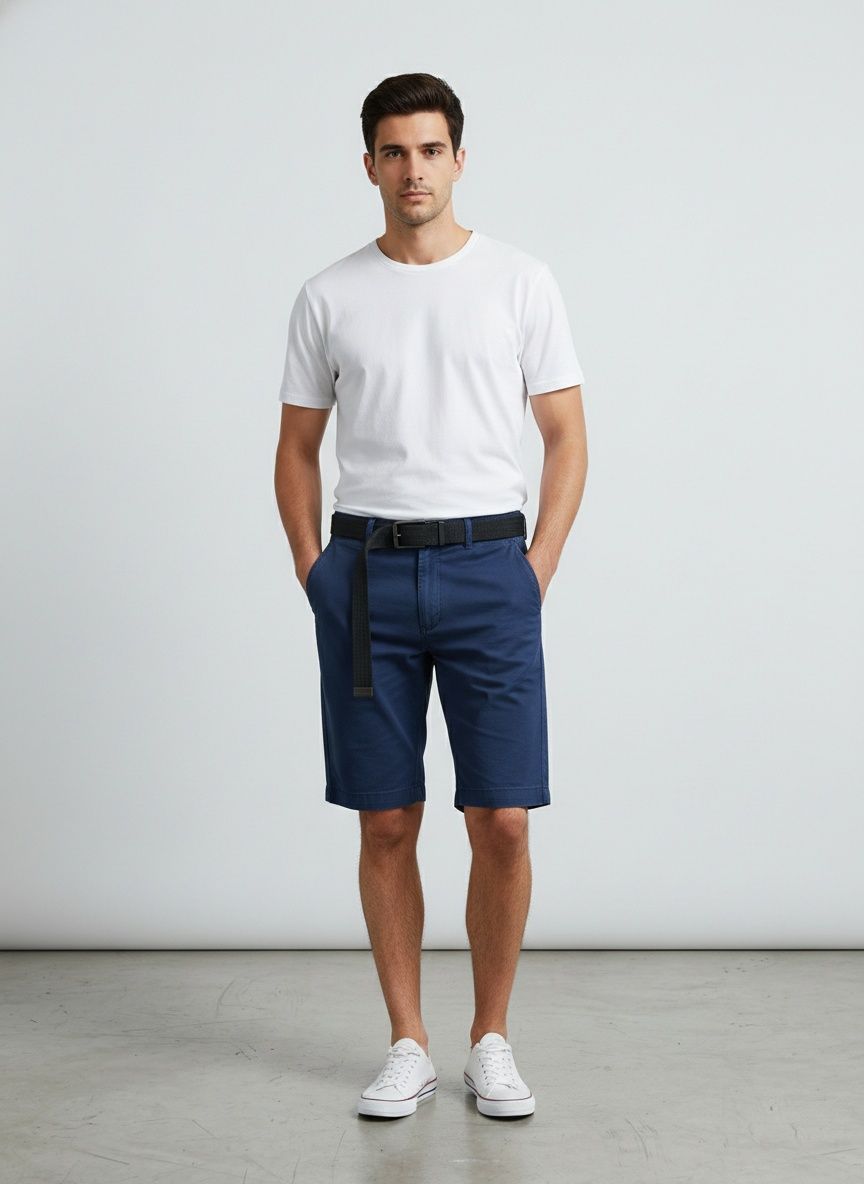 Minimalistische, dehnbare Cargoshorts für Herren in Unifarben für den Sommer (Gürtel nicht enthalten)