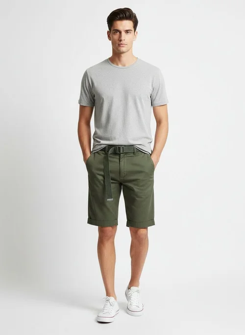 Relaxed Fit Minimalist Men's Cargo Shorts for Summer Casual Wear (Belt Not Included)