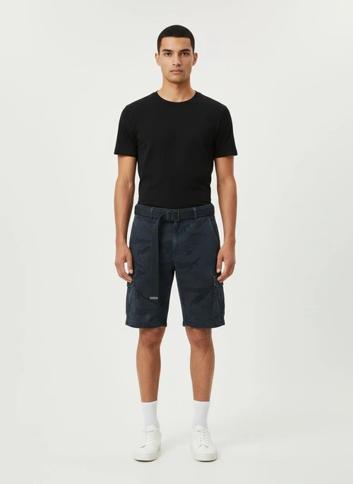 Short décontracté pour homme à imprimé camouflage, idéal pour l'été (ceinture non incluse)