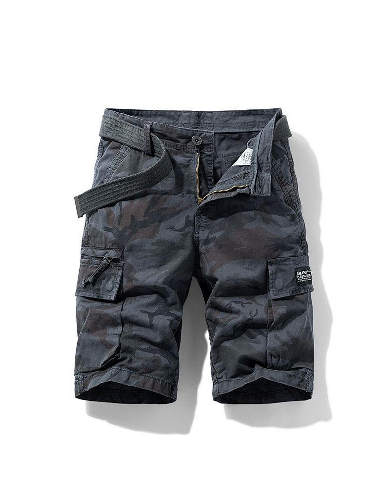 Camouflage Pattern Stretch Relaxed Fit Men's Cargo Shorts for Summer Casual Wear  (Belt Not Included)