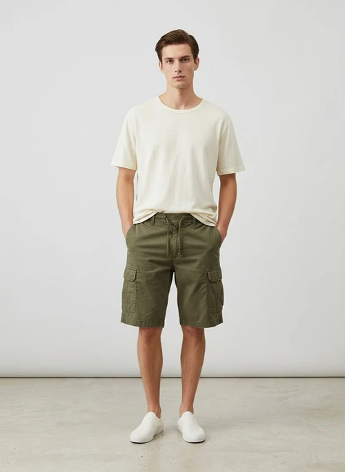 Short cargo d'extérieur pour homme, style vintage, multipoches, idéal pour l'été et les tenues décontractées.