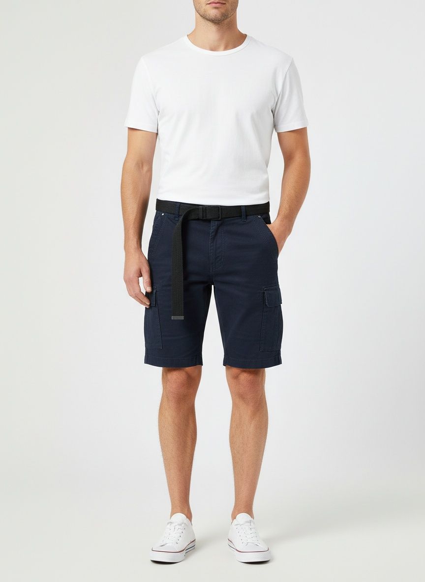 Relaxed Fit Summer Men's Cargo Shorts for Versatile Casual Wear  (Belt Not Included)