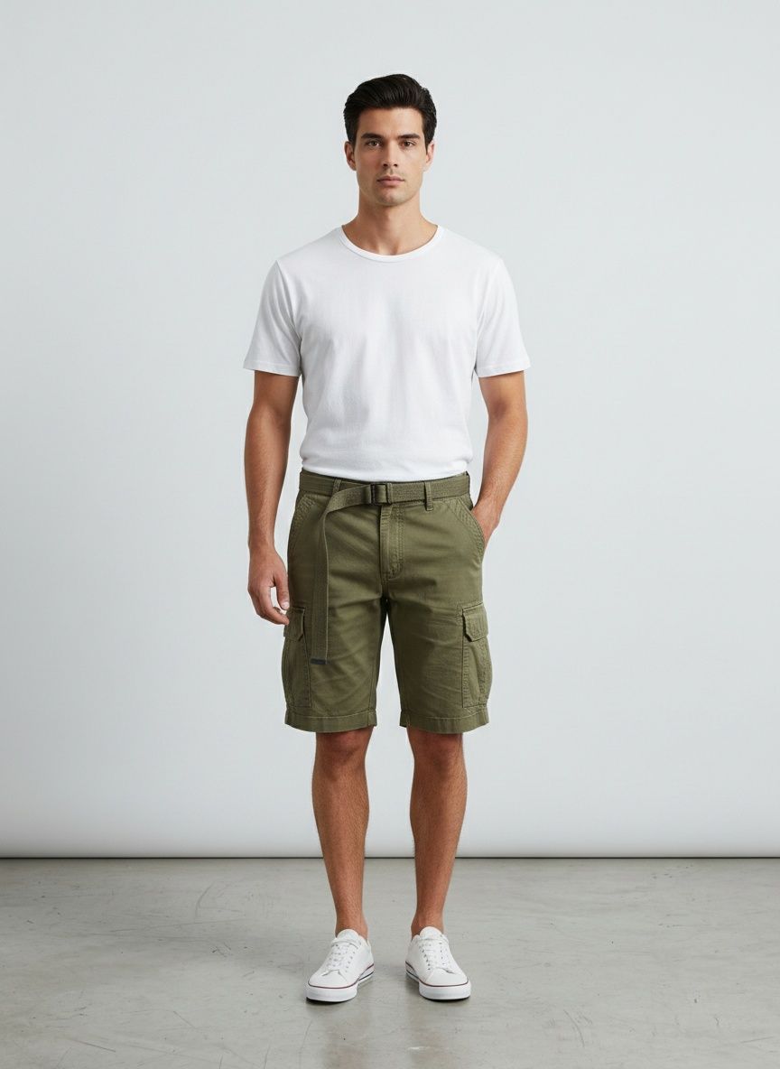 Vintage minimalistische Sommer-Cargoshorts für Herren (Gürtel nicht enthalten)