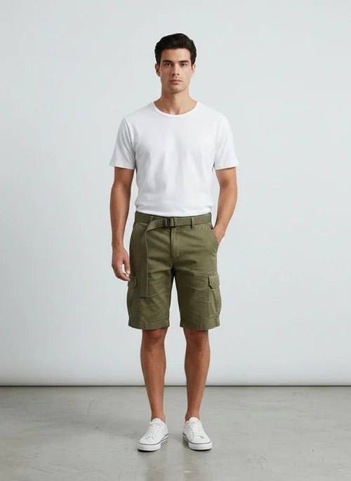 Vintage Minimalist Summer Men's Cargo Shorts (Belt Not Included)