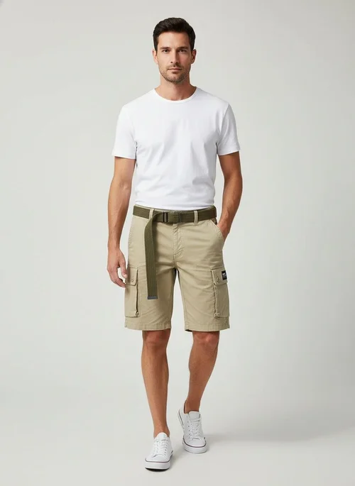 Trendy Versatile Summer Casual Men's Cargo Shorts (Belt Not Included)