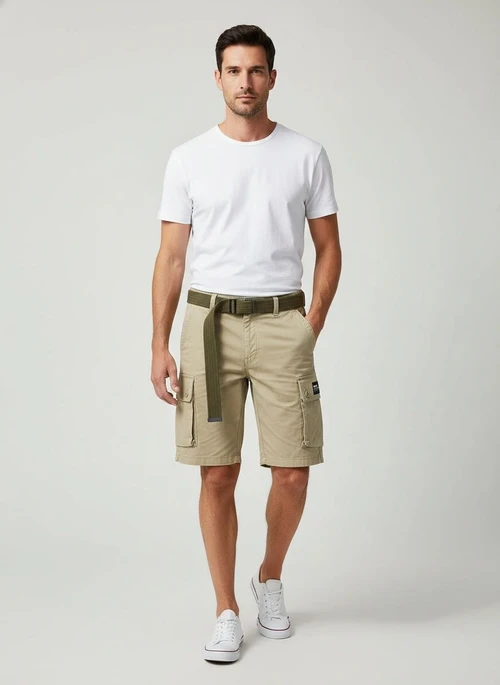 Short cargo d'été tendance et polyvalent pour homme (ceinture non incluse)