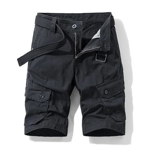 Retro Multi-Pocket Tactical Men's Cargo Shorts for Summer Wear (Belt Not Included)