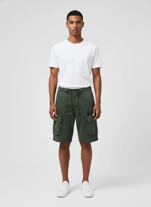 Vintage Style Multi-pocket Men's Cargo Shorts with Zipper Detail for Summer Casual Wear