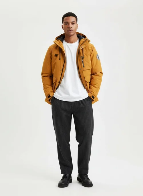 Giacca da uomo casual, calda e comoda, con collo alto e interno in pile, ideale per l'inverno.