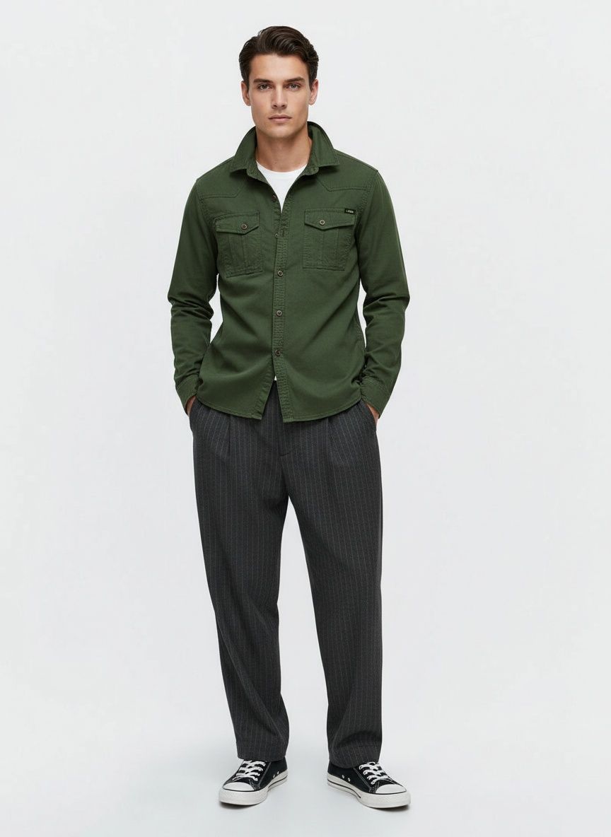 Vintage Stretch Fit Multi-Pocket Men's Jacket for Autumn Casual Wear