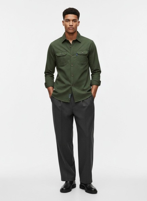 Casual Simple Warm Outdoor Men's Shirt for Winter Wear