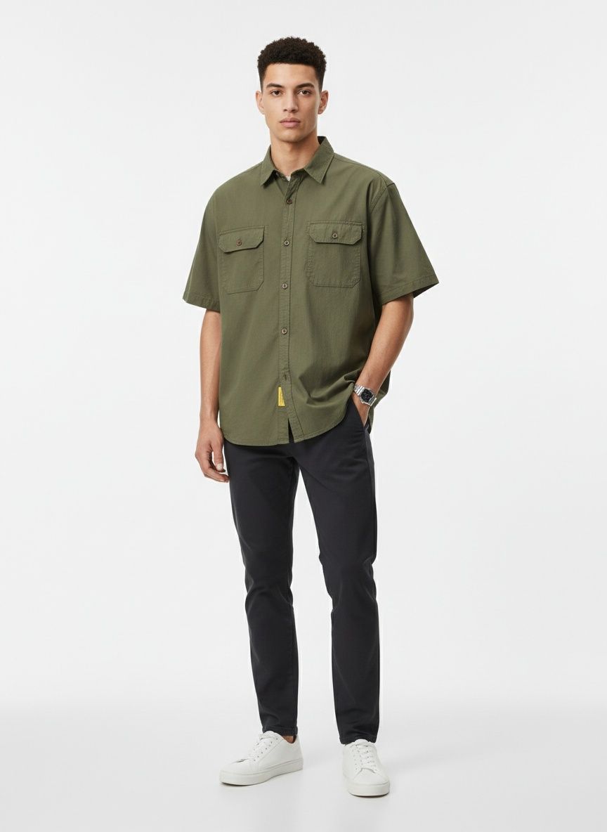 Multi-Pocket Cargo Short-Sleeve Men's Shirt for Summer Casual Wear