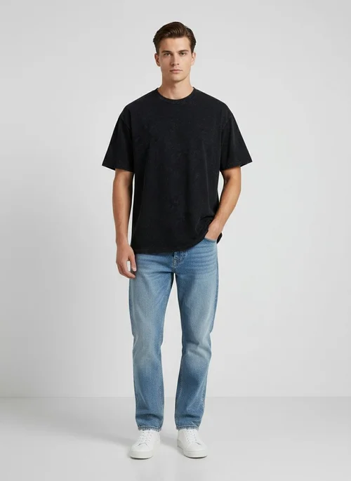 Relaxed Fit Garment Wash Men's T-Shirt for Summer Casual Wear