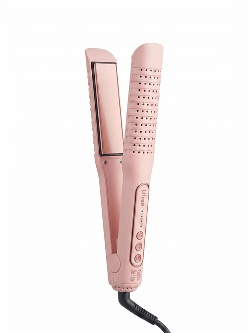 2-in-1 Hair Straightener & Curler - Pink Styling Tool