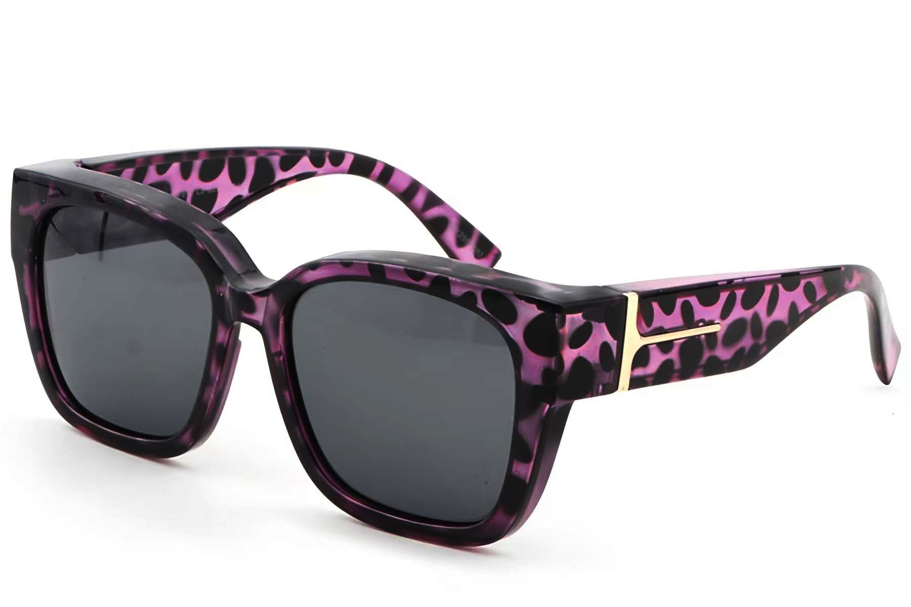 Gafas de sol rectangulares de plástico morado para conducir #BS1725-0084