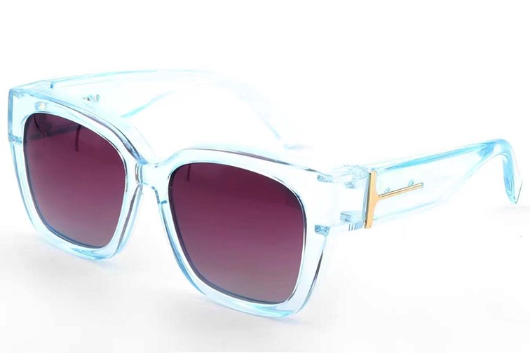 Lunettes de soleil rectangulaires bleues en plastique pour la conduite #BS1725-0088