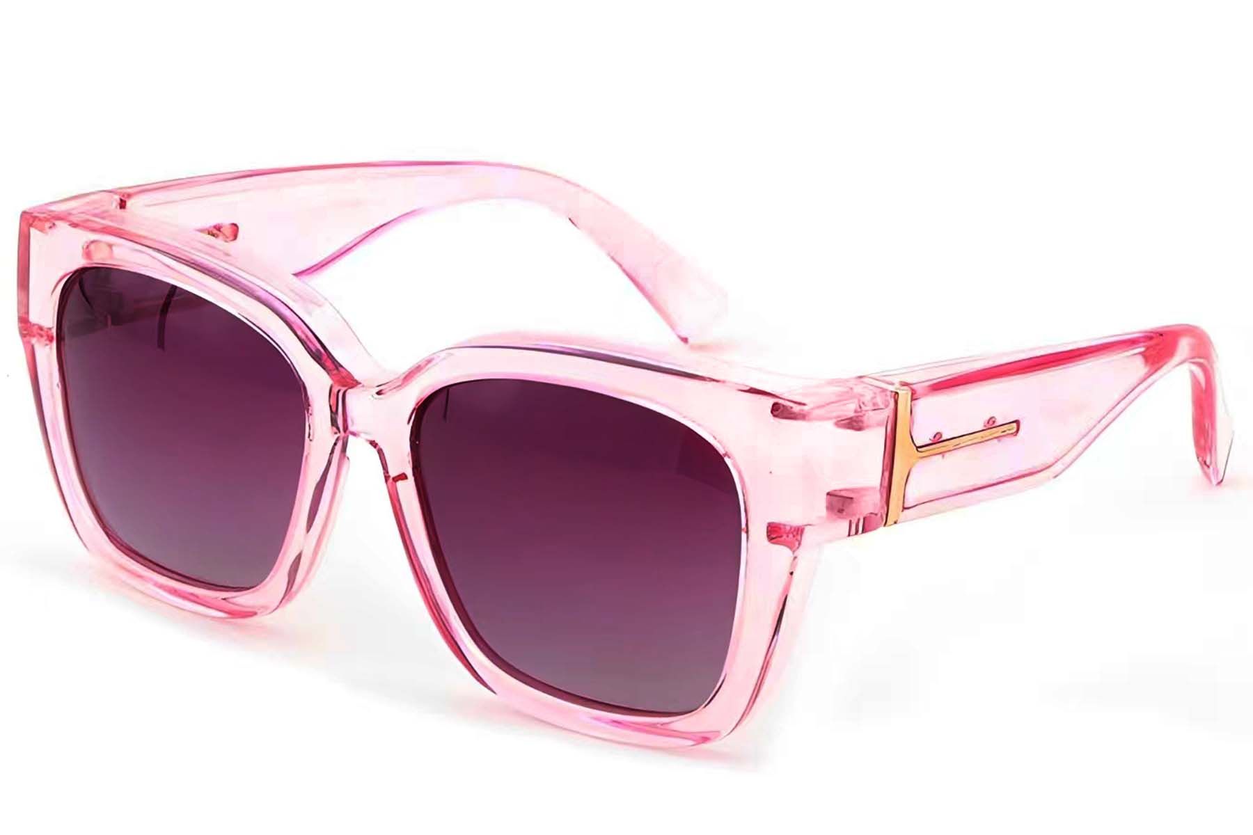 Lunettes de soleil rectangulaires roses en plastique pour la conduite #BS1725-0089