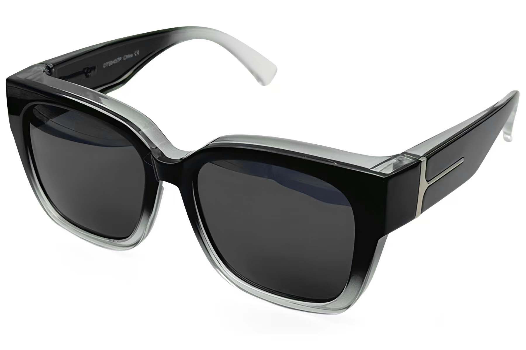 Lunettes de soleil rectangulaires noires en plastique pour la conduite #BS1725-0095