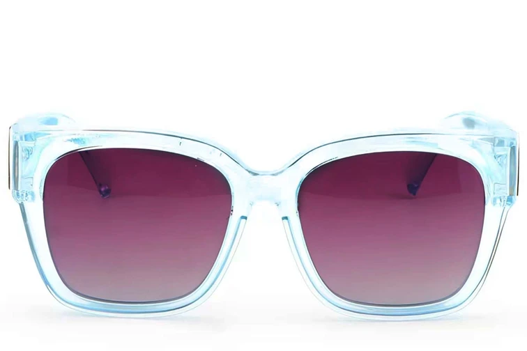 Lunettes de soleil rectangulaires bleues en plastique pour la conduite #BS1725-0088