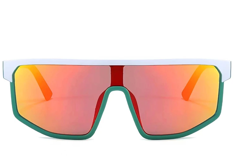Lunettes de soleil rectangulaires en plastique blanc #BS1725-0103