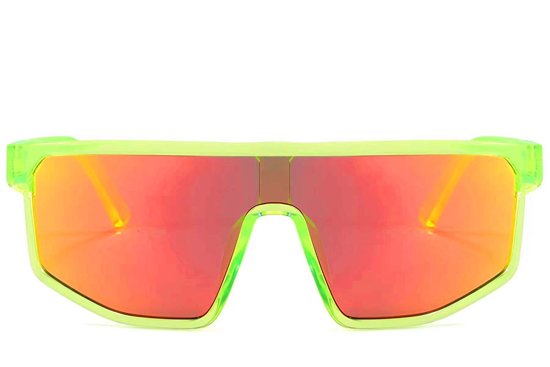 Rectangular Green Plastic Sunglasses #BS1725-0099