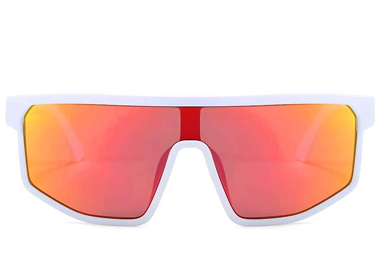 Lunettes de soleil rectangulaires en plastique blanc #BS1725-0102