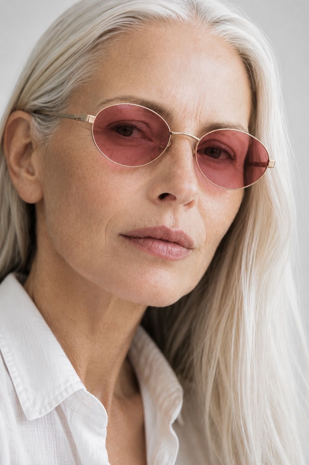 Ovale Sonnenbrille aus goldenem Metall #BS0824-0197