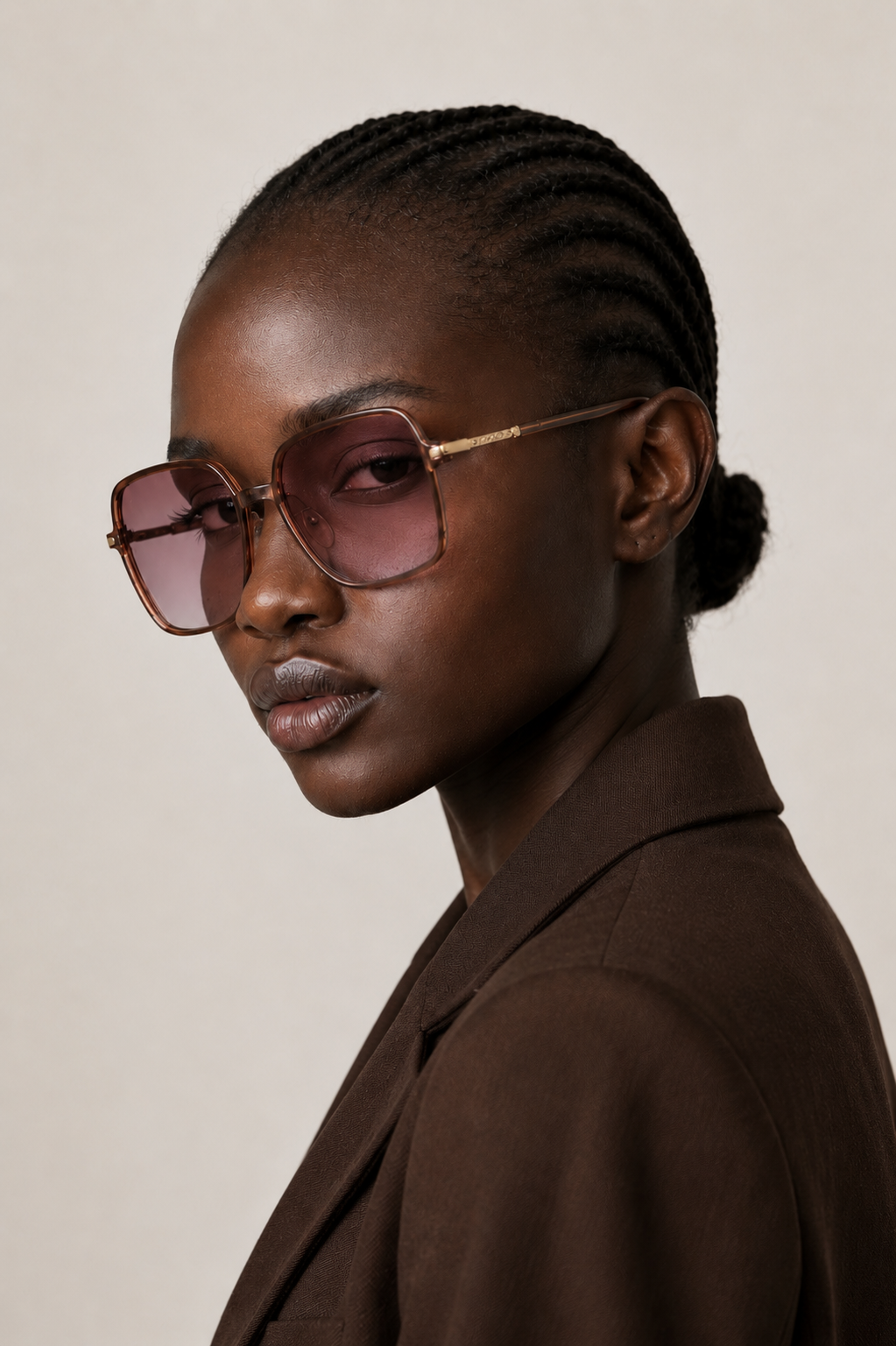 Rectangular Brown TR90 Sunglasses #BS0824-0098