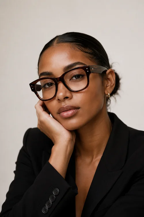 Lunettes ovales en acétate brun #BS0522-0193