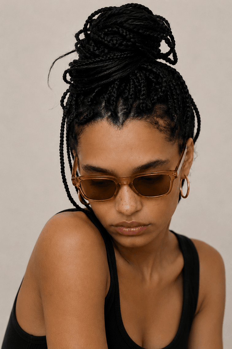 Rectangular Brown Plastic Sunglasses #BS2503-0216