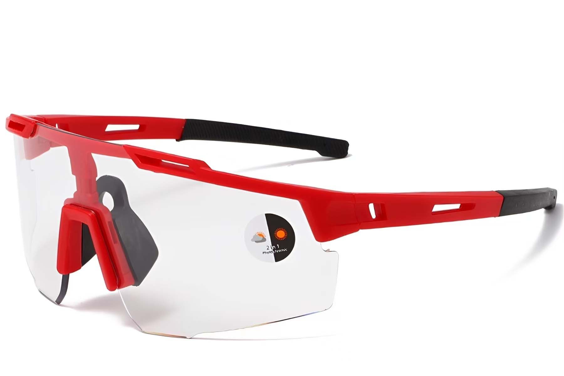 Rectangular Red Plastic Photochromic Glasses #BS1725-0063